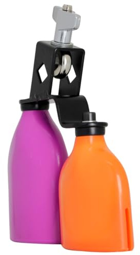 WESIEVYA Kit Batteria Campanaccio Doppio Tono Medio Legno Colorato Viola e Arancione, Blocco Percussioni Portatile per Strumenti a Percussione, Accessorio Professionale per Concerti