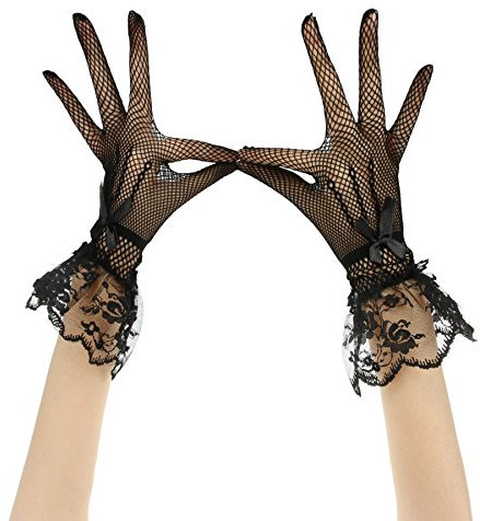 YJZQ Damen Netzhandschuhe schöne Brauthandschuhe Spitzenhandschuhe Elegant Hochzeit Party Abendhandschuhe mit Blumen