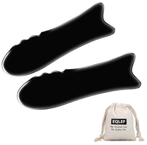 EQLEF Horn Gua Sha, Büffelhorn Gua Sha Guasha Massage-Werkzeugbrett Fischform (2 Stück A)