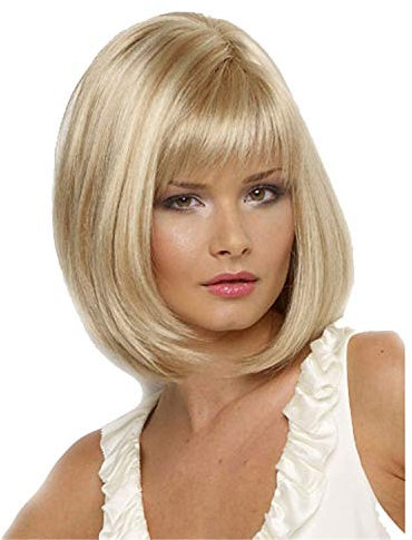 iFRich Parrucca Bellissimo Taglio Bob Biondo Mix di Biondo oro Liscia da Donna Caschetto 25 cm