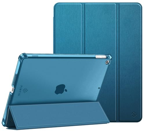 Fintie Funda para iPad de 10,2 de 9/8/7 Gen (Modelo 2021/2020/2019) | Soporte Integrado para Pencil - Trasera Transparente Carcasa Ligera Auto-Reposo/Activación, Satinado Azul Oscuro
