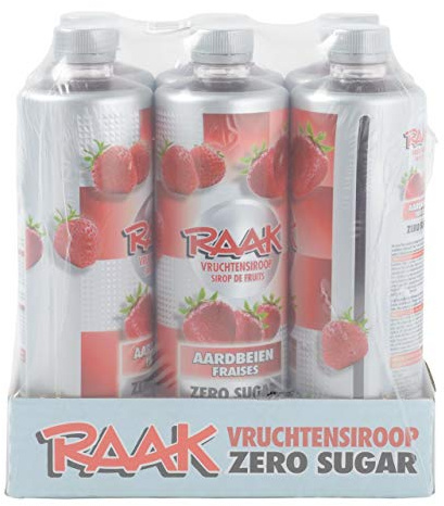 RAAK Sirop Fraise ZERO SUCRE – Pack 6×750 ml (180 verres) – 1 kcal par verre – Sans sucre ajouté – Dilution 1:7 – Format familial