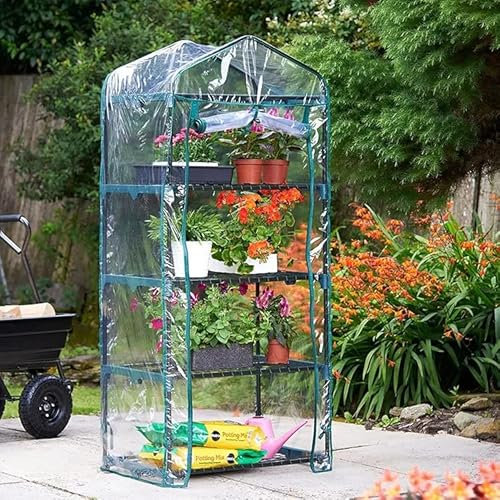 Unibos | 𝗥𝗘𝗣𝗟𝗔𝗖𝗘𝗠𝗘𝗡𝗧 𝗚𝗥𝗘𝗘𝗡𝗛𝗢𝗨𝗦𝗘 𝗖𝗢𝗩𝗘𝗥 | Outdoor Garden Greenhouse | Waterproof Transparent PVC Cover and Roll Up Zip Up Door | Cold Frame PVC Plastic | 4 Tier Greenhouse