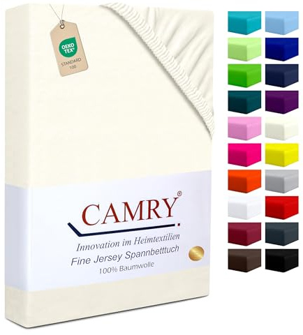 Camry Boxspringbett & Wasserbett Spannbettlaken 180x200-200x220cm Natur für Matratzen bis 35cm Matratzenhöhe Baumwolle Oeko-Tex 100