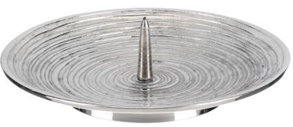 Kerzenteller Spiral Design Messing vernickelt Silber mit Dorn für bis Ø 10 cm Kerzen