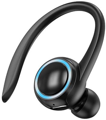 COOFINE Bluetooth Headphone Single Ear Hook Wireless Headset with Mic Waterproof Earphone Hands-Free Cell Phones Earpiece for Office, Sports, Truckers, Driving black