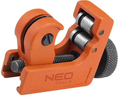 NEO TOOLS Kupfer- und Aluminium-Rohrabschneider 3-22 mm (1, 8-7, 8), Gehäuse aus Aluminium, Stellschraube, zwei Führungsrollen, auswechselbare Klinge, auswechselbares Rad