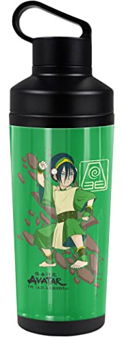 Avatar The Last Airbender OFFICIAL Toph Rock Slide 18 oz Insulated Water Bottle, Leak Resistant, Vacuum Insulated Stainless Steel with 2-in-1 Loop Cap