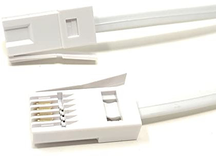 MainCore 2m BT to BT Telephone Cable – 4-Wire 431A Flat Male-to-Male Phone Lead for Landline, Modem, Fax & ADSL Broadband (White, 2m)
