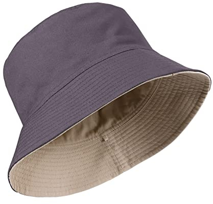 TAGVO XX-Large Bucket Hat Unisex Big Reversible Cotton Fisherman Hats Double Sided Bucket Sun Hats Cap for Holidays Fishing Hiking Grey-Beige