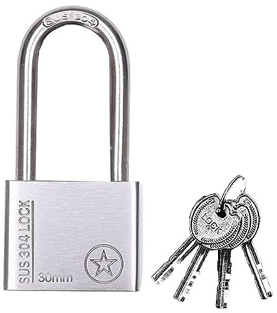 THETAG 304 Stainless Steel Padlock Padlocks Outdoor Unti-Rust Weatherproof Waterproof Padlock Weatherproof with 4 Keys(3CM)