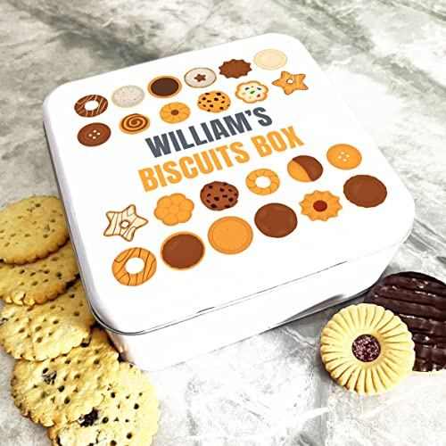 Fingerprint Designs Square Biscuit Assortment Personalised Biscuit Tin