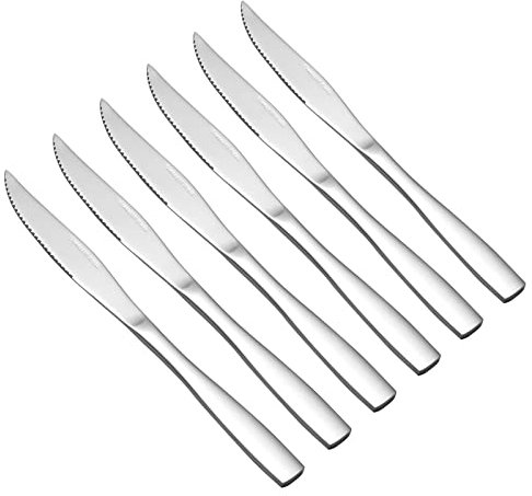 Yesdate Stainless Steel Cutlery Steak Knife, Set of 12 Dinner Knives with Sharp Serrated Edge