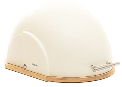 HOMLA Darvin Boîte à Pain pour Rangement du Pain - Garde Le Pain et Les Petits Pains Frais Plus Longtemps - Fabriqué en Bambou et Plastique - Design Moderne - 37 x 26 x 22 cm - Beige
