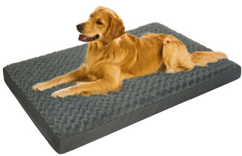 DEBANG HOME Orthopädisches Hundebett für mittelgroße Rassen, Eierkisten-Schaumstoff-Haustiermatte, Kistenbett, wasserdichtes Deluxe-Plüsch mit abnehmbarem, waschbarem Bezug und rutschfester Unterseite