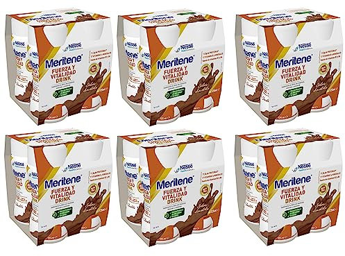 Meritene Fuerza y Vitalidad - Alimento Formato Listo para Tomar - Batido de Proteínas Vitaminas y Minerales - Chocolate - Refuerzo del Sistema Inmunitario(pack de 24 Botellas)