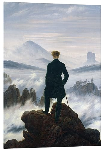 Posterlounge Viandante sul mare di nebbia Stampa su vetro acrilico di Caspar David Friedrich 30 x 40 cm Quadri Decorazione per pareti