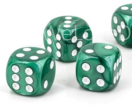 XL W6 Würfel (20mm) in grün/weiße Punkte - Made in Germany - WeLoveDice - 5 Stück