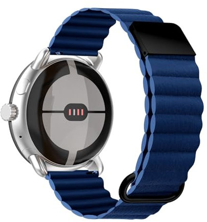 LXURY Magnetische Armbänder für Google Pixel Watch 2/ Pixel Watch Armband, Leder Silikon mit Magnet Schleife Schnalle Ersatzarmband Kompatibel mit Google Pixel Watch 2/ Pixel Watch Uhrenarmband (2)
