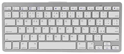 Tastiera wireless portatile, 78 tasti, sottile, compatta, per arabo, spagnolo, francese, coreano, russo, tailandese, portoghese, bianco, OS X IOS (layout italiano QWETZ)