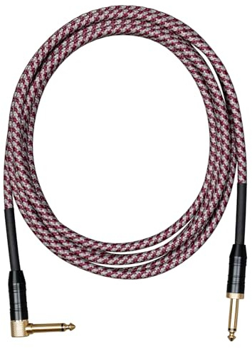Cascha Professional Line Guitar Cable, Angled, Tweed Red, 3m