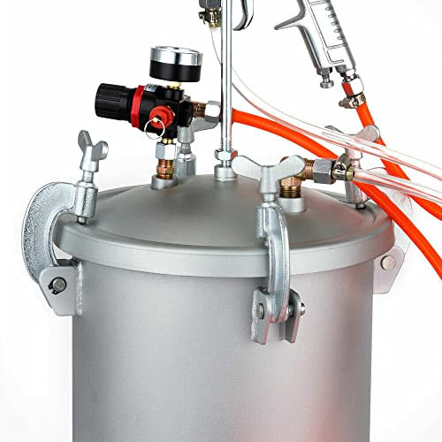 10L Farbsprühsystem, DruckbehÄlter Farbsprühgerät Lackierpistole Farbbehälter 3mm, Druckfarbtopf mit Sprühpistole, anpassbarem Sprühbereich, für Lackierpistole zum Streichen von Wänden Decken