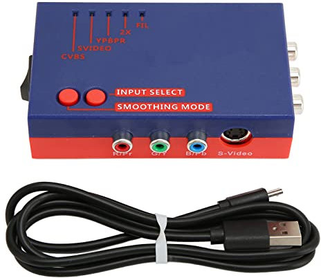 Convertisseur AV vers HDMI pour RetroScaler2x, Adaptateur de Jeu Vidéo Rétro sans Décalage, Prend en Charge 240p/480i/288p/576i NTSC/PALT vers HDMI 480p/576p (Blue)