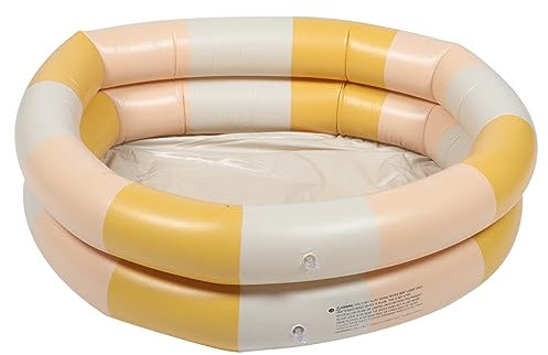 BCOATH Piscine Gonflable Ronde pour Garçon Et Filles Pataugeoire en PVC Jaune à Rayures Piscine D'été Portable pour Jardin Et Plage Accessoires De Natation