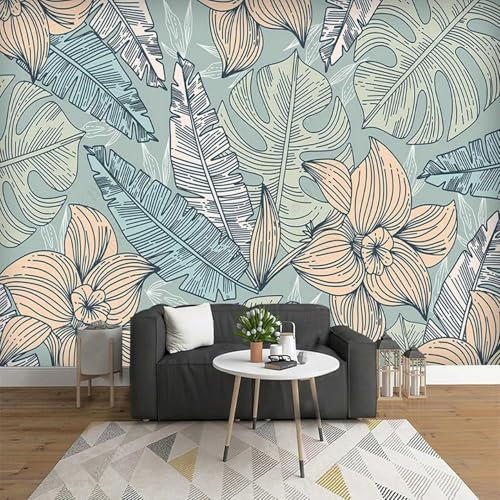 Kitquiver 3D Blumen Und Blätter 3D Tapete Retro Thema 3D Tapete Selbstklebende Wandbild Decke Dekoration Aufkleber Wandkunst 430x300cm