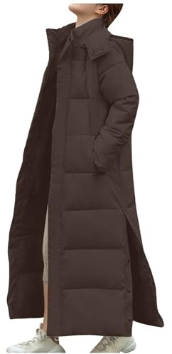 Maxi Puffer Jacket Women,Ladies Longline Padded Coat Long Hoodie Winter Warm Quilted Padded Jacket Hooded Long Parka Coats Down Coat With Removable Hood Sale Clearance UK