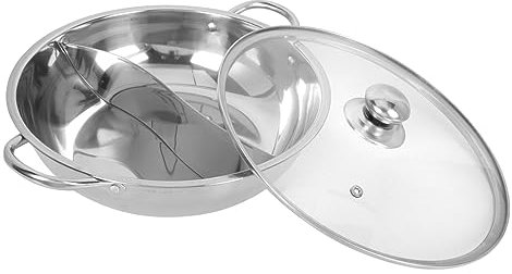 Ciieeo Double Pot Hotpot Divider Stainless Steel Pot Handle Induction Compatible Stock Flavor Hot Lid Random Style