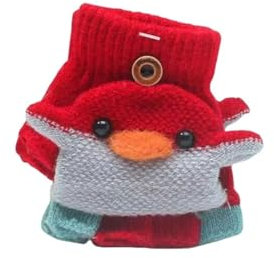 Fannyfuny Strickhandschuhe Kinder Handschuhe Junge Mädchen Halbfinger Fäustlinge Flip-Top Winterhandschuhe mit Plüschfutter Herbst Winter Fingerhandschuhe Kinderhandschuhe Weiche Warme für 1-3 Jahre