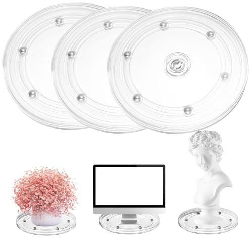 3 Stück Drehscheibe Drehbarer Universal 15 cm Drehteller transparent 360 Grad Drehplattform Drehplatte Mehrzweck Drehbar Plattform Turntable für Laptops Monitor TV Lautsprecher Handwerk Pflanzen Küche