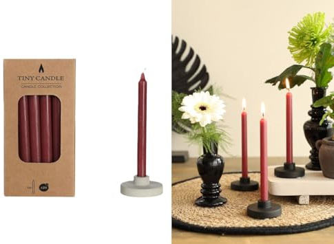 NaDeco Baumkerzen, Set mit 12 STK, Höhe 14cm, Ø 1,2cm, in vielen Farben erhältlich, Brenndauer 2 Std | Wachs-Baumkerzen | Christbaumkerzen | Wachskerzen, Farbe:Bordeaux