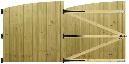 Premier Garden Supplies Made to Measure Tongue & Groove Semi-Braced Arch Top Driveway Gates for Measurements Height 4ft - 5ft (120-150cm) x Width: 274cm - 305cm +600mm Hinge Ring Latch Kit