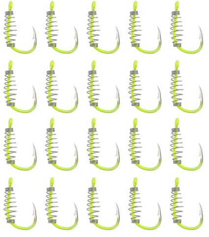 eMagTech 20X Anzuelos de Pesca con Resorte Tamaño 10 Anzuelos de Acero con Alto Contenido de Carbono con Resorte de Pesca Giratorios con Púas Adecuados para Cebos Potentes Truchas