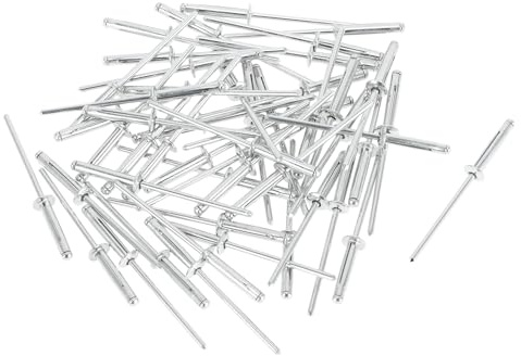 HOPESPANNER 3.2mm Grip Diameter 20mm Grip Length 6mm Flange Diameter Dome Head Tri-Fold Rivets Repairing Tool Assortment Kit Aluminum 50 Pcs