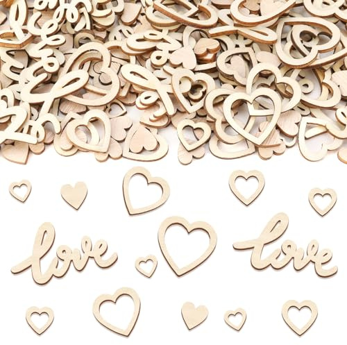Xialvyu 236 Stück Holzherzen LOVE Brief Konfetti Hochzeit Deko | DIY Confetti Holzherzen Hochzeit Tischdeko Streudeko für Herz Hochzeitsfeier, Verlobbung, Valentinstag, Geburtstagsfeier, 7 G
