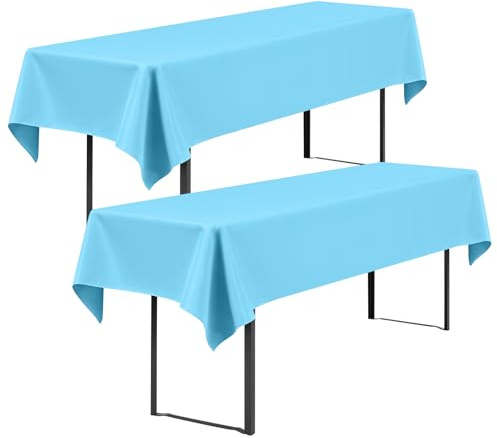 Showgeous 2 manteles universales para mesas de cerveza de 50 cm y 70 cm, fundas para mesa de cerveza, fundas para mesa de cerveza, fundas rectangulares, lavables, 100 x 250 cm, color azul