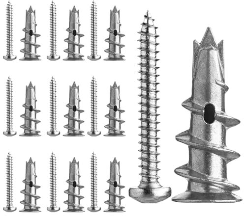 20 Stück Gipskartondübel, Hohlwanddübel Metall mit Schrauben, Selbstbohrende Gipskartondübel, Hohlwanddübel Set, Rigipsdübel für die Montage in Beton, Ziegel, Stein, Gipskartonplatten