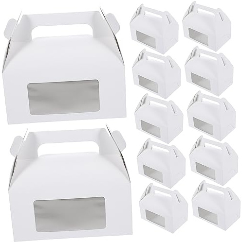 HOMOCONO 30stücke Weiße Geschenkboxen Giebelkartons Kuchenkartons Party-dessertverpackungskartons Leckereienkartons Gebäckkartons Gastgeschenkkartons Bonbonkartons Papiergeschenkkartons