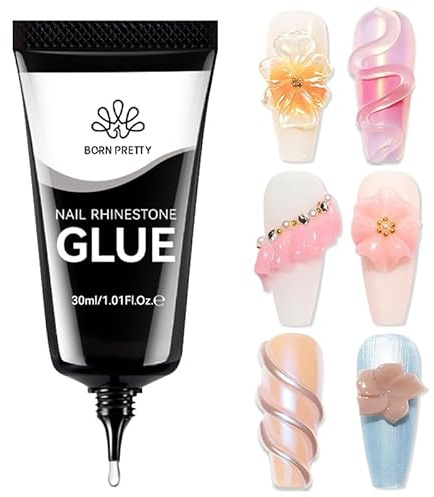 Born Pretty Rhinestone Glue für Nail Charms Nägel Nail Glue Nail Art Strass Kleber für 3D Nägel Edelsteine Perlen Nail Art Juwelen Gehärtet Brauchen Nail Art DIY zu Hause 30ML