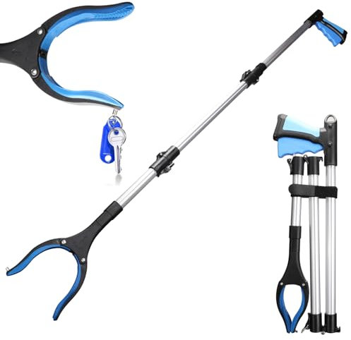 Faltbare Greifer 108cm 360° Drehbar Greifzange Greifer Greifarm Müllgreifer Rutschfest Greifhilfe mit Magnetspitzen für Senioren Menschen mit Behinderung