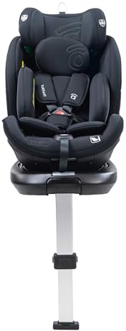 Asalvo UPPERFIX i-Size (40-150 cm) Silla de Auto, Giratoria 360º con Reclinado, A Contramarcha y En Sentido de la Marcha, Con Isofix y Pata de Apoyo, Negro