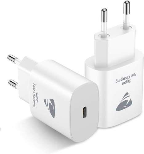 Aioneus Cargador USB C 25W 2Pack, Cargador iPhone Carga Rapida PD 3.0 Adaptador Tipo C Cabezal, Movil Enchufe USBC para iPhone 16 Pro Max/15/14/13/12/11, Samsung, iPad