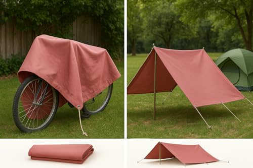 Heavy Duty Canvas Tarp for Camping & Outdoor Shelter – Waterproof Groundsheet & Tent Cover – Durable Breathable Tarpaulin for Hiking, Travel, Rain Protection (Multiple Sizes) (Maroon, 4 x 6 ft)