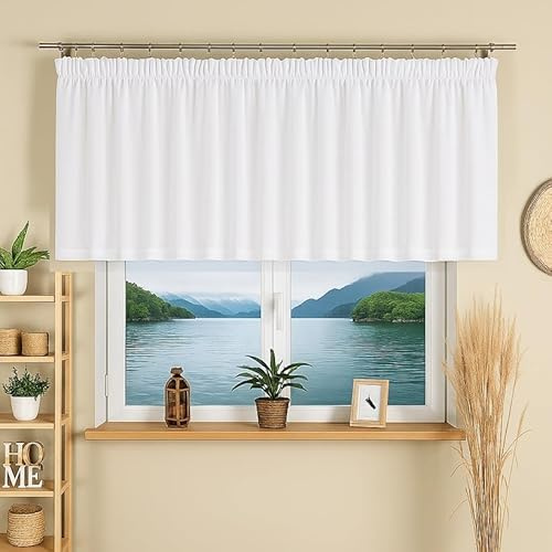 Gardinen Vorhangen Weiß Batist 400x50 cm (BxH) Lampada Bistrogardine Aus Batist Mit Kräuselband Für Küche Oder Wohnzimmer Fertig Zum Aufhängen