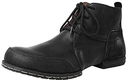 Stivaletti da uomo in pelle vintage fatti a mano, tomaia in morbida pelle bovina, soletta imbottita, suola resistente, design retrò con lacci per uso quotidiano, lavoro o passeggiate urbane, Nero , 40