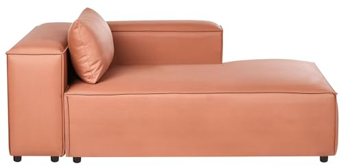 Beliani Modul Chaiselongue zum Sofa Kunstleder Goldbraun Links mit Lehne Kissen Brande
