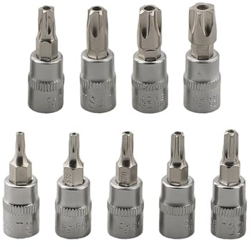 Lot de 9 embouts de tournevis Torx Star 6,35 mm TS10-TS50 Pentalobe 5 points en acier chromé vanadium